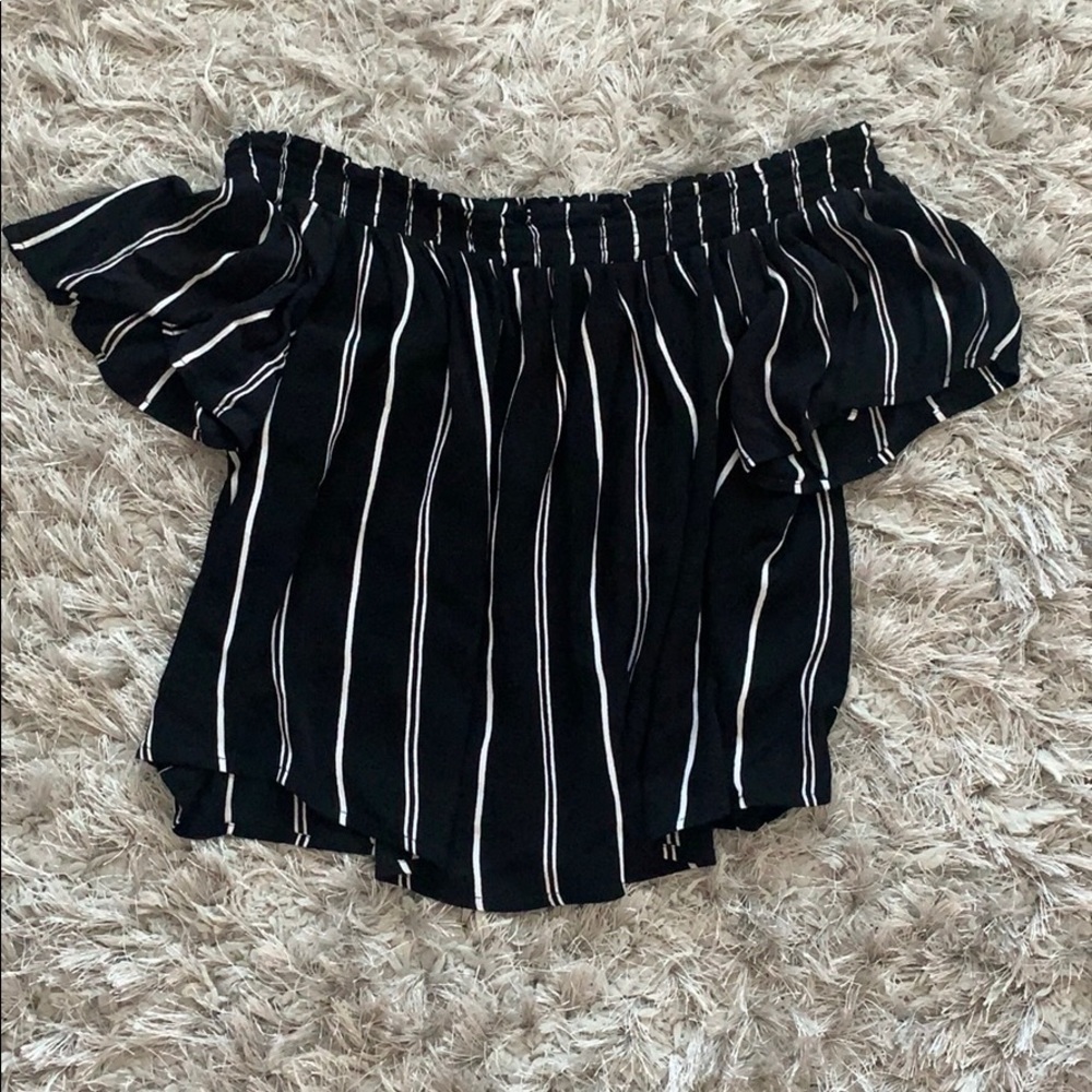 Off the Shoulder Black and White top